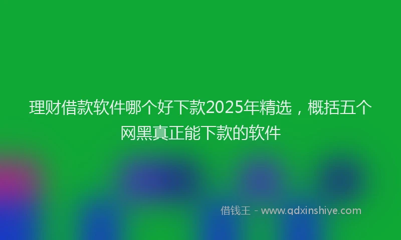 理财借款软件哪个好下款2025年精选，概括五个网黑真正能下款的软件