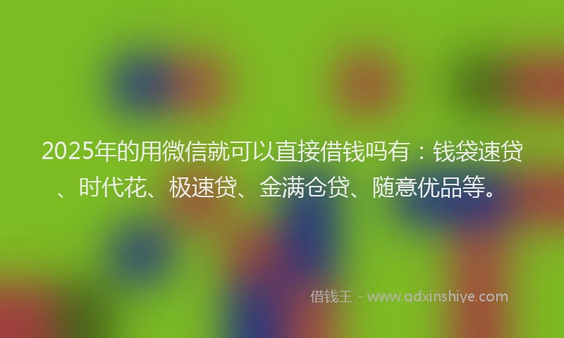 2025年的用微信就可以直接借钱吗有：钱袋速贷、时代花、极速贷、金满仓贷、随意优品等。