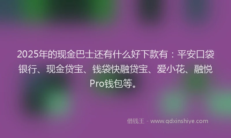 2025年的现金巴士还有什么好下款有：平安口袋银行、现金贷宝、钱袋快融贷宝、爱小花、融悦Pro钱包等。