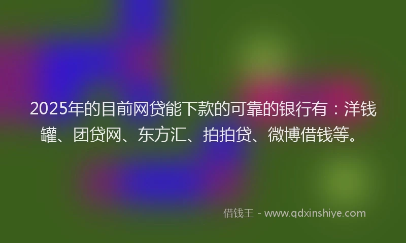 2025年的目前网贷能下款的可靠的银行有：洋钱罐、团贷网、东方汇、拍拍贷、微博借钱等。