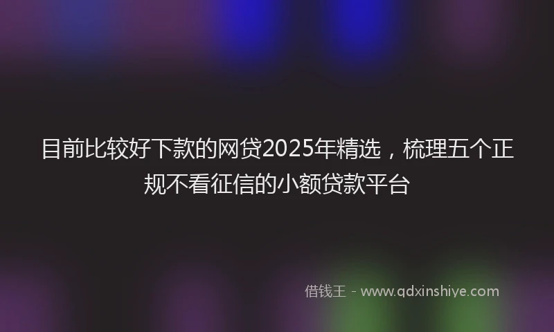目前比较好下款的网贷2025年精选，梳理五个正规不看征信的小额贷款平台