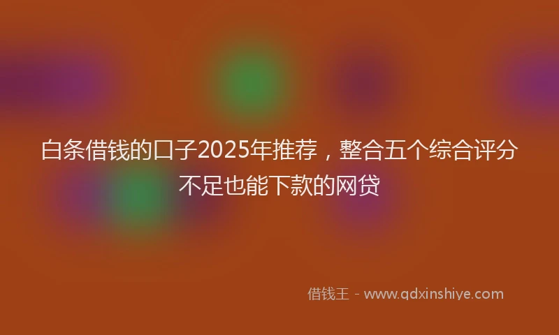 白条借钱的口子2025年推荐，整合五个综合评分不足也能下款的网贷