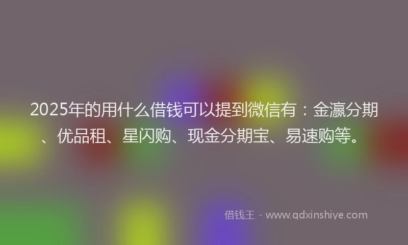 2025年的用什么借钱可以提到微信有：金瀛分期、优品租、星闪购、现金分期宝、易速购等。