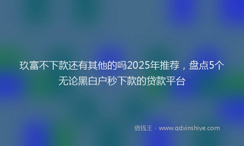 玖富不下款还有其他的吗2025年推荐，盘点5个无论黑白户秒下款的贷款平台