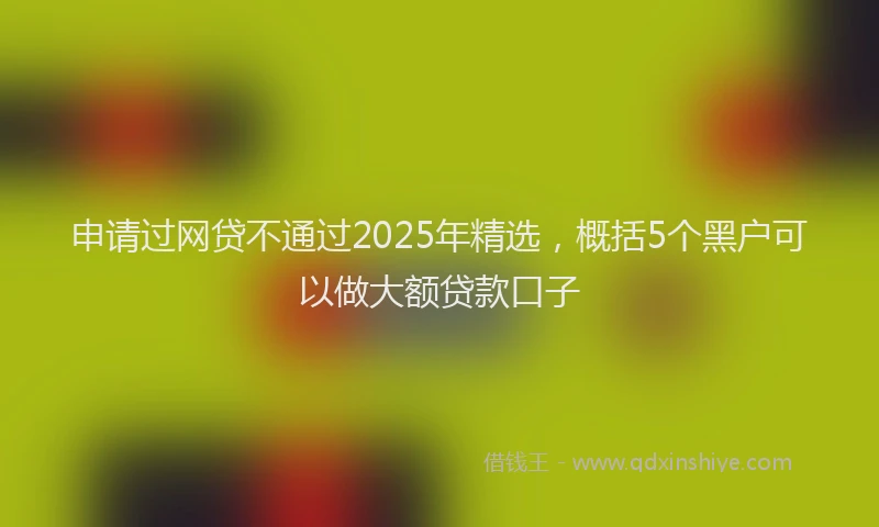 申请过网贷不通过2025年精选，概括5个黑户可以做大额贷款口子