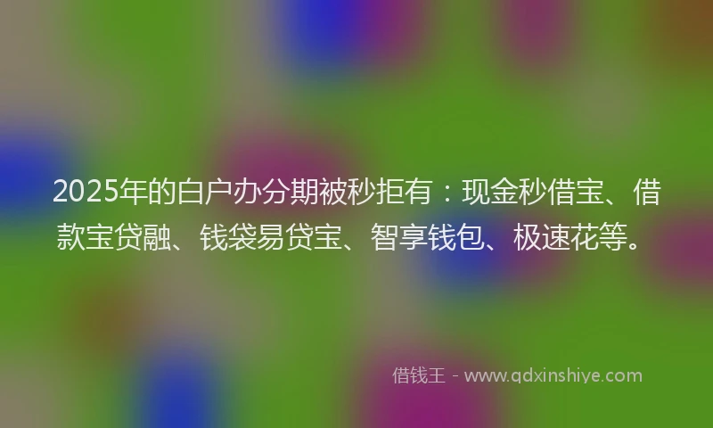 2025年的白户办分期被秒拒有：现金秒借宝、借款宝贷融、钱袋易贷宝、智享钱包、极速花等。