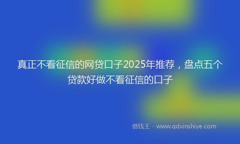 真正不看征信的网贷口子2025年推荐，盘点五个贷款好做不看征信的口子