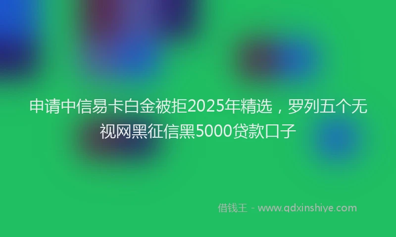 申请中信易卡白金被拒2025年精选，罗列五个无视网黑征信黑5000贷款口子