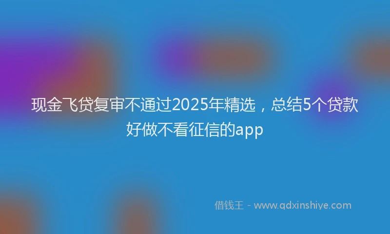 现金飞贷复审不通过2025年精选，总结5个贷款好做不看征信的app