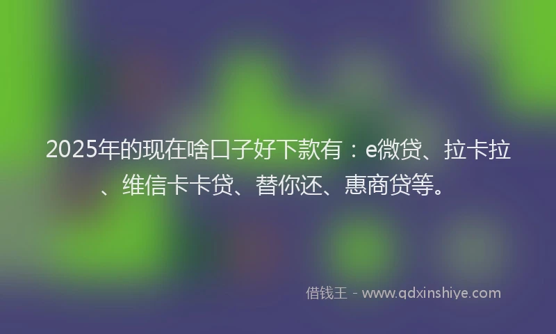 2025年的现在啥口子好下款有：e微贷、拉卡拉、维信卡卡贷、替你还、惠商贷等。