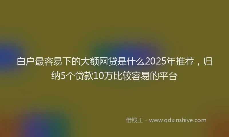白户最容易下的大额网贷是什么2025年推荐，归纳5个贷款10万比较容易的平台
