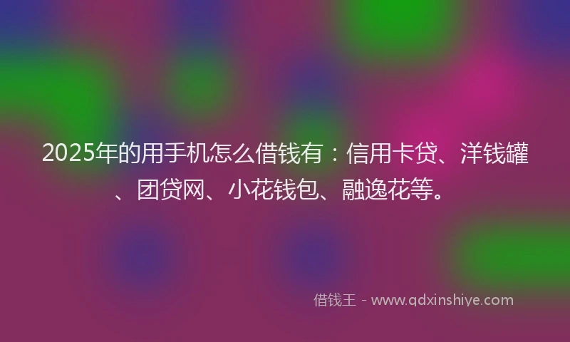 2025年的用手机怎么借钱有：信用卡贷、洋钱罐、团贷网、小花钱包、融逸花等。