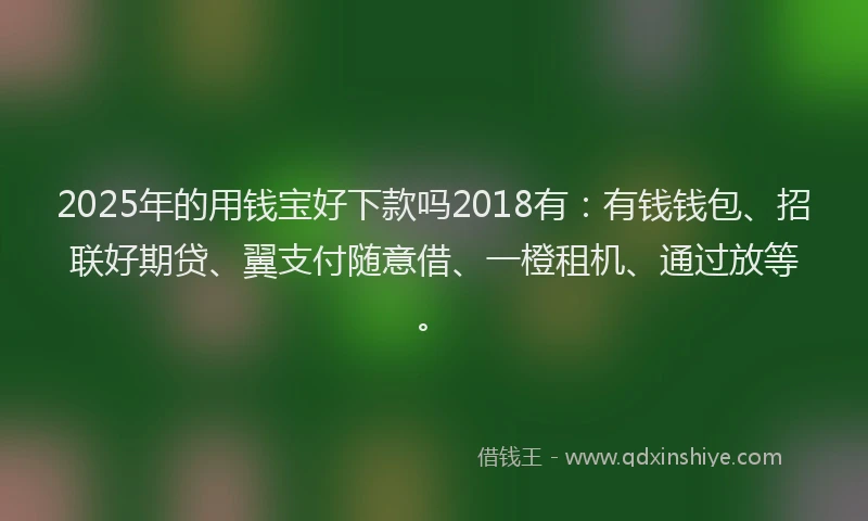 2025年的用钱宝好下款吗2018有：有钱钱包、招联好期贷、翼支付随意借、一橙租机、通过放等。