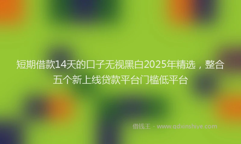 短期借款14天的口子无视黑白2025年精选，整合五个新上线贷款平台门槛低平台