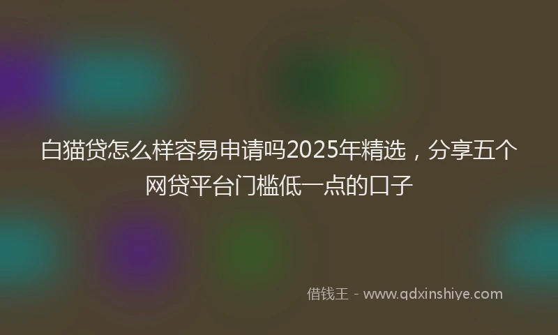白猫贷怎么样容易申请吗2025年精选，分享五个网贷平台门槛低一点的口子