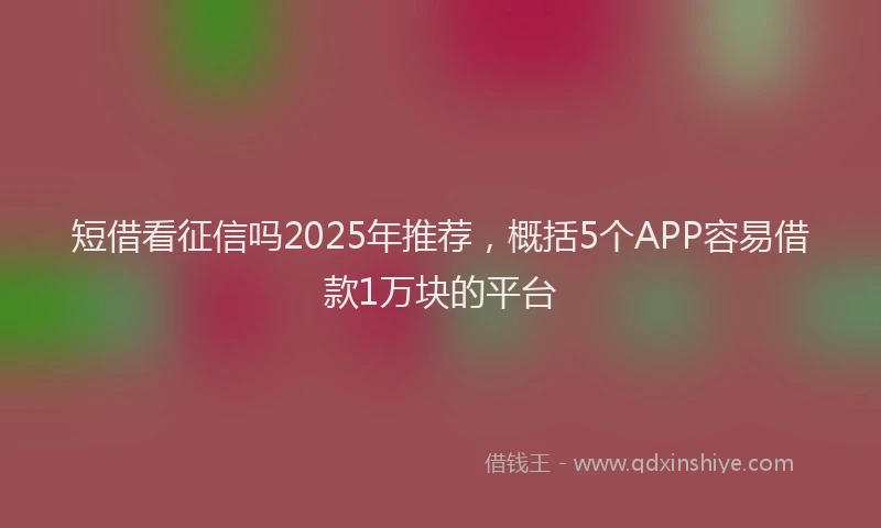 短借看征信吗2025年推荐，概括5个APP容易借款1万块的平台