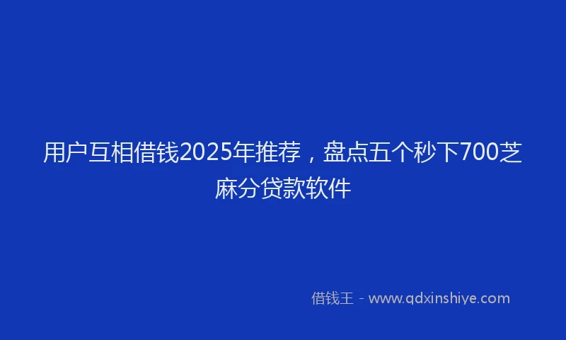 用户互相借钱2025年推荐，盘点五个秒下700芝麻分贷款软件