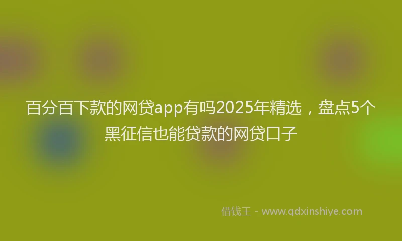 百分百下款的网贷app有吗2025年精选，盘点5个黑征信也能贷款的网贷口子