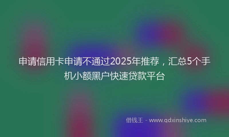 申请信用卡申请不通过2025年推荐，汇总5个手机小额黑户快速贷款平台
