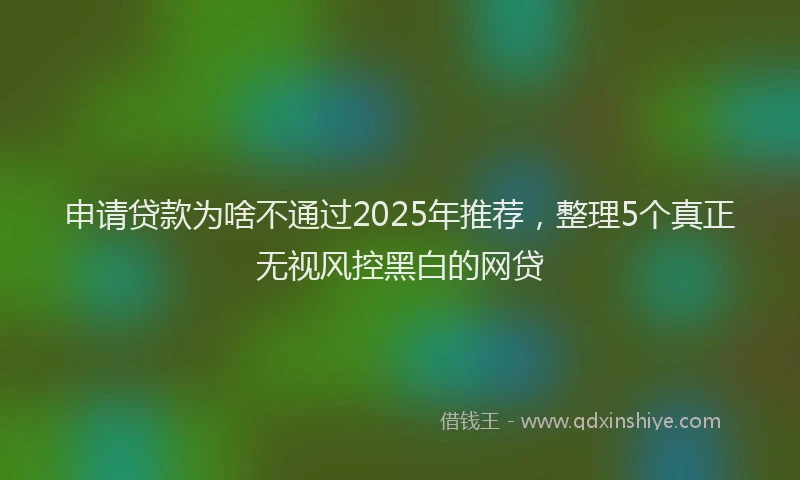 申请贷款为啥不通过2025年推荐，整理5个真正无视风控黑白的网贷