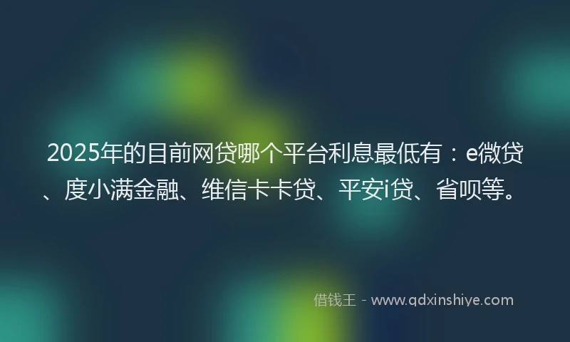 2025年的目前网贷哪个平台利息最低有：e微贷、度小满金融、维信卡卡贷、平安i贷、省呗等。