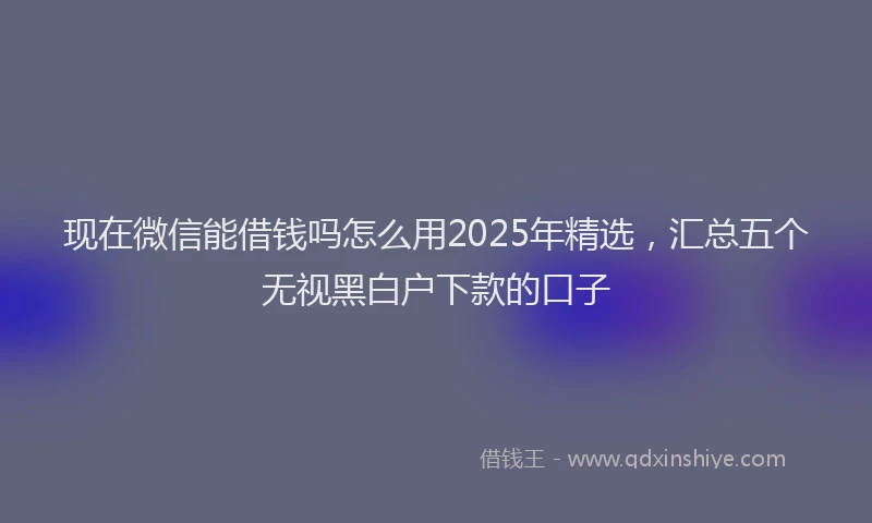 现在微信能借钱吗怎么用2025年精选，汇总五个无视黑白户下款的口子