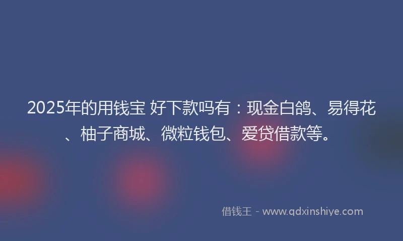 2025年的用钱宝 好下款吗有：现金白鸽、易得花、柚子商城、微粒钱包、爱贷借款等。