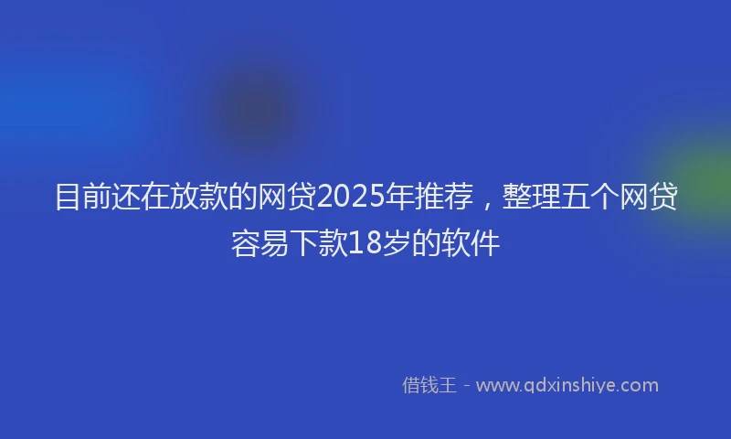 目前还在放款的网贷2025年推荐，整理五个网贷容易下款18岁的软件