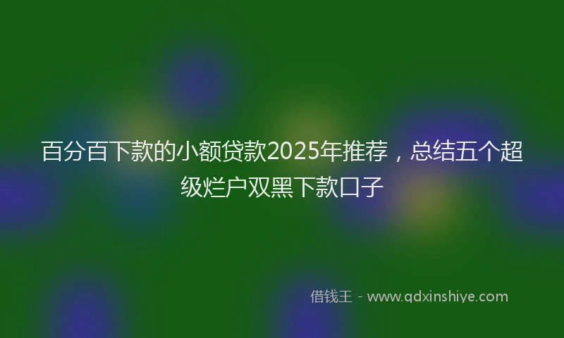 百分百下款的小额贷款2025年推荐，总结五个超级烂户双黑下款口子