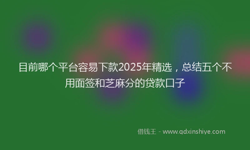 目前哪个平台容易下款2025年精选，总结五个不用面签和芝麻分的贷款口子