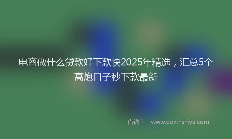 电商做什么贷款好下款快2025年精选，汇总5个高炮口子秒下款最新