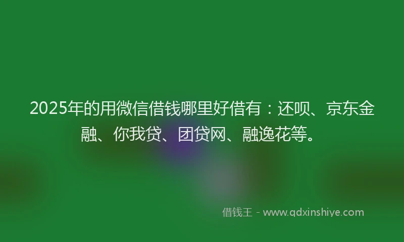 2025年的用微信借钱哪里好借有：还呗、京东金融、你我贷、团贷网、融逸花等。