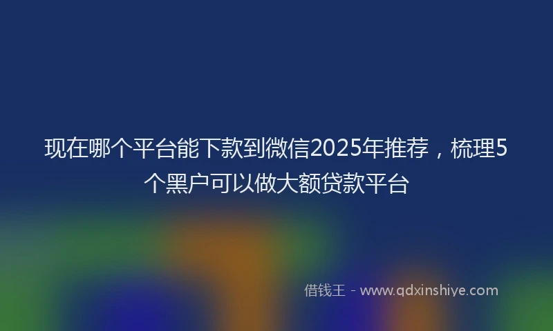 现在哪个平台能下款到微信2025年推荐，梳理5个黑户可以做大额贷款平台