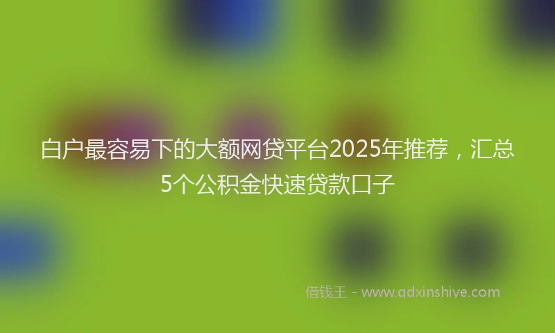 白户最容易下的大额网贷平台2025年推荐，汇总5个公积金快速贷款口子