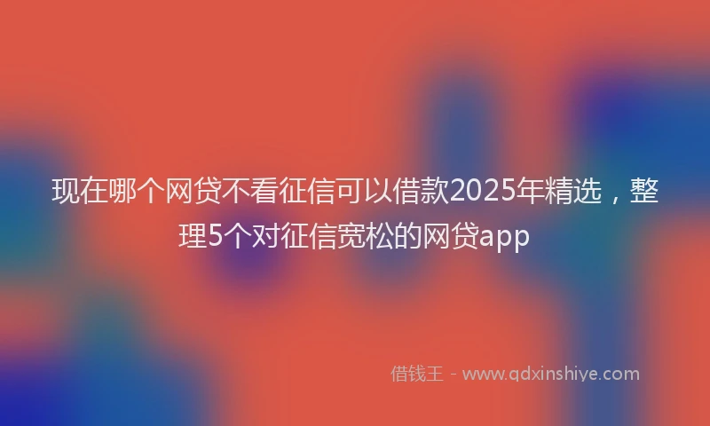现在哪个网贷不看征信可以借款2025年精选，整理5个对征信宽松的网贷app