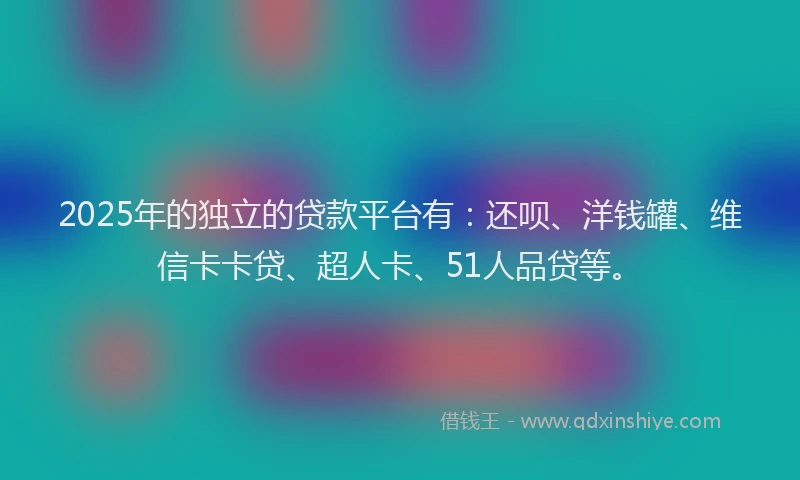 2025年的独立的贷款平台有：还呗、洋钱罐、维信卡卡贷、超人卡、51人品贷等。