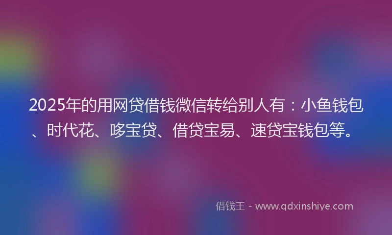 2025年的用网贷借钱微信转给别人有：小鱼钱包、时代花、哆宝贷、借贷宝易、速贷宝钱包等。