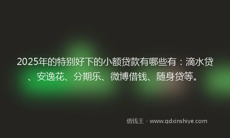 2025年的特别好下的小额贷款有哪些有：滴水贷、安逸花、分期乐、微博借钱、随身贷等。