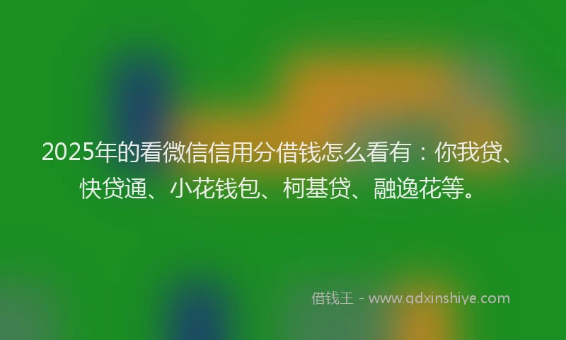 2025年的看微信信用分借钱怎么看有：你我贷、快贷通、小花钱包、柯基贷、融逸花等。