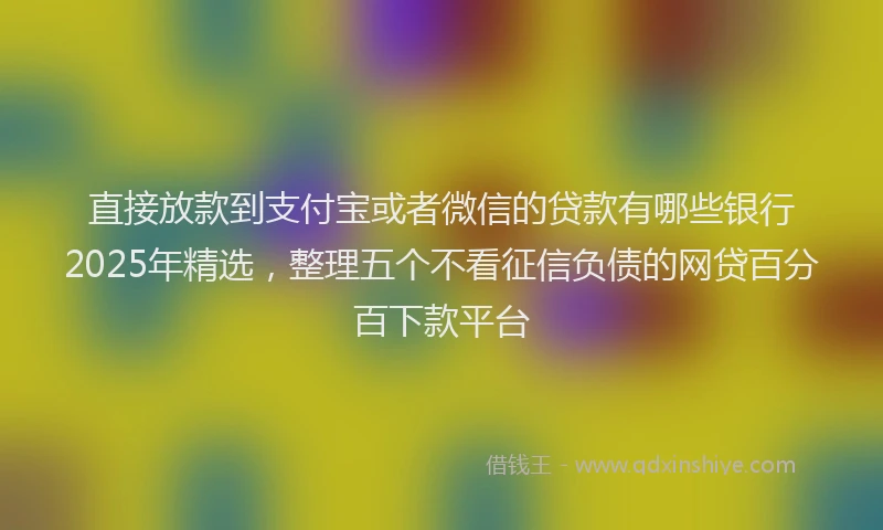 直接放款到支付宝或者微信的贷款有哪些银行2025年精选，整理五个不看征信负债的网贷百分百下款平台