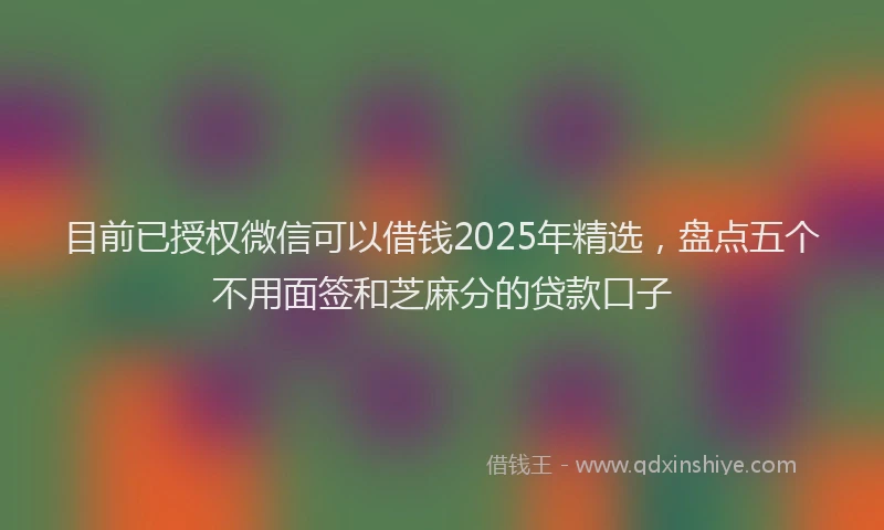 目前已授权微信可以借钱2025年精选，盘点五个不用面签和芝麻分的贷款口子