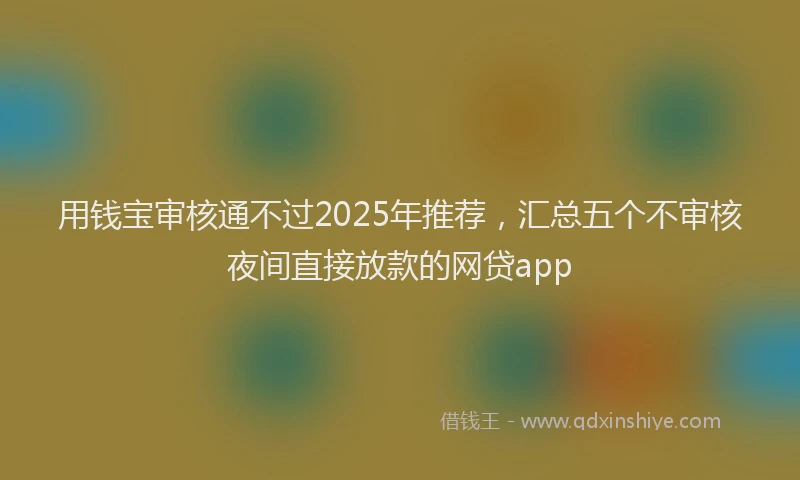 用钱宝审核通不过2025年推荐，汇总五个不审核夜间直接放款的网贷app