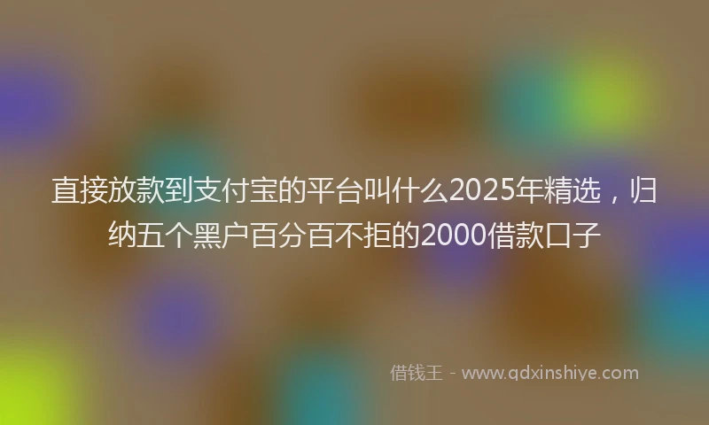直接放款到支付宝的平台叫什么2025年精选，归纳五个黑户百分百不拒的2000借款口子