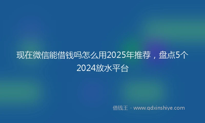 现在微信能借钱吗怎么用2025年推荐，盘点5个2024放水平台