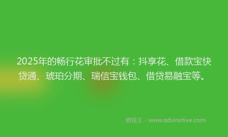 2025年的畅行花审批不过有：抖享花、借款宝快贷通、琥珀分期、瑞信宝钱包、借贷易融宝等。