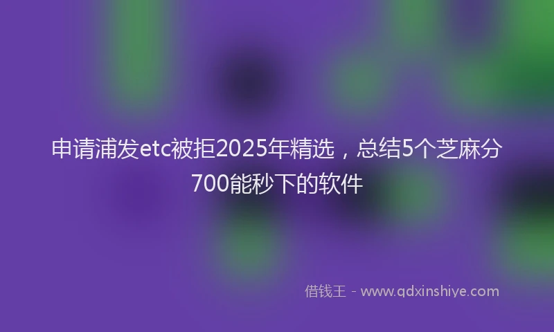申请浦发etc被拒2025年精选，总结5个芝麻分700能秒下的软件