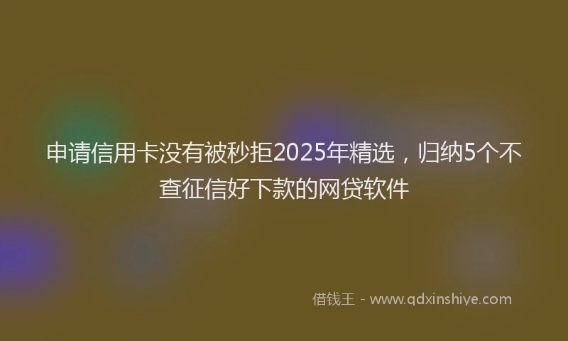 申请信用卡没有被秒拒2025年精选，归纳5个不查征信好下款的网贷软件