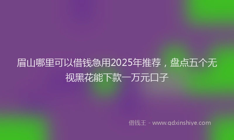 眉山哪里可以借钱急用2025年推荐，盘点五个无视黑花能下款一万元口子