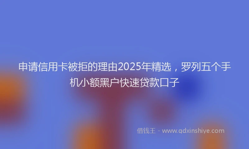 申请信用卡被拒的理由2025年精选，罗列五个手机小额黑户快速贷款口子