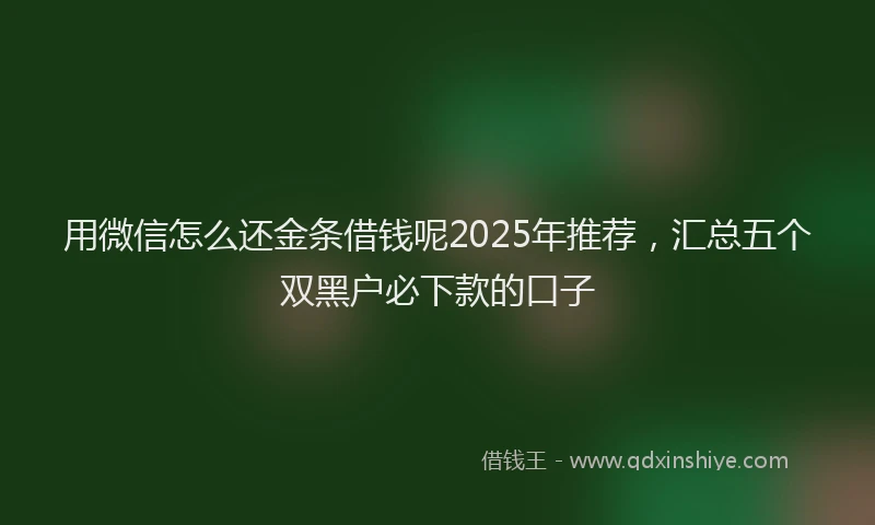 用微信怎么还金条借钱呢2025年推荐，汇总五个双黑户必下款的口子